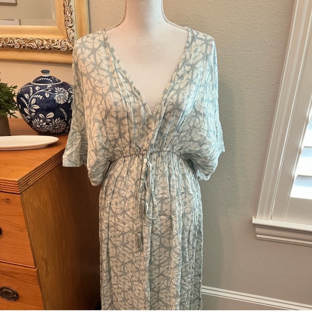 Boho Mira kaftan maxi dress powder blue tie dye